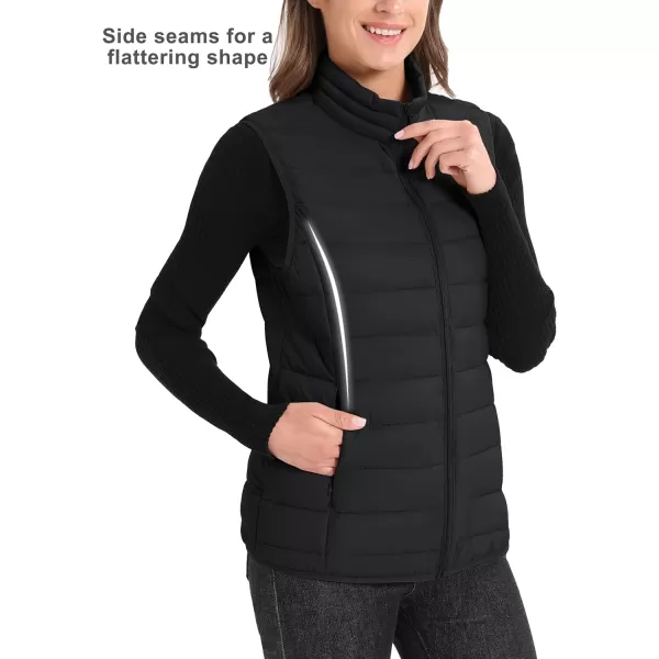 MAGCOMSEN Women's Lightweight Puffer Vest Sleeveless Quilted Stand Collar Zip Jacket 4 Pockets Padded Outerwear Vests