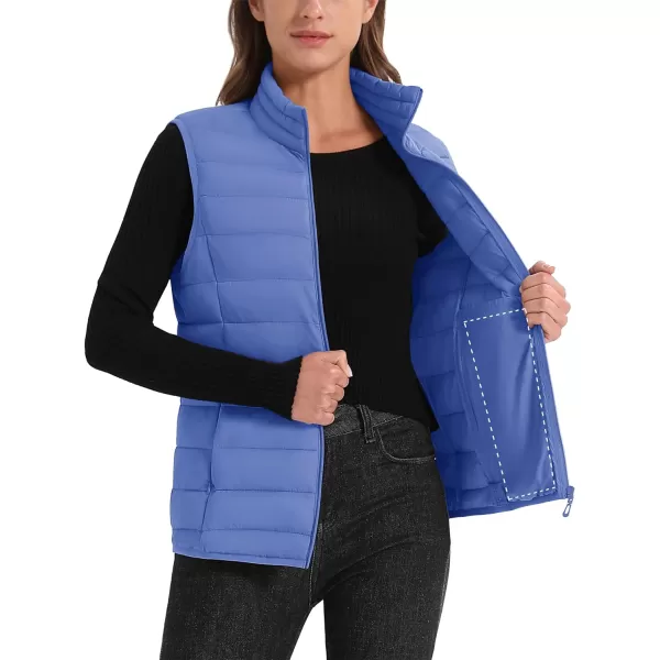 MAGCOMSEN Women's Lightweight Puffer Vest Sleeveless Quilted Stand Collar Zip Jacket 4 Pockets Padded Outerwear Vests