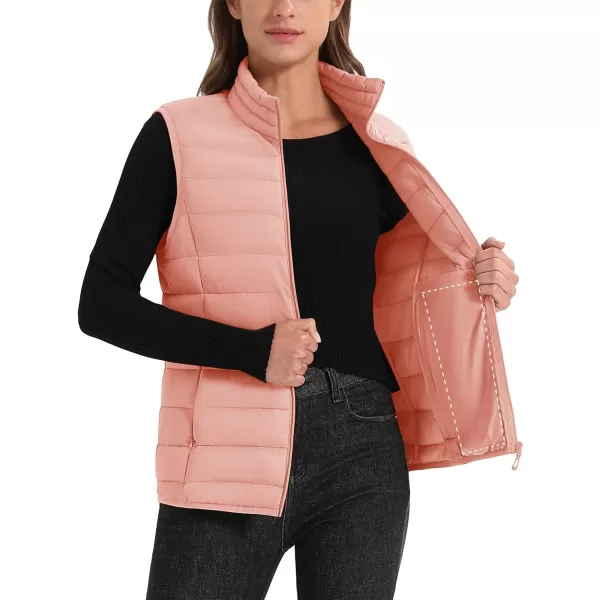 MAGCOMSEN Women's Lightweight Puffer Vest Sleeveless Quilted Stand Collar Zip Jacket 4 Pockets Padded Outerwear Vests