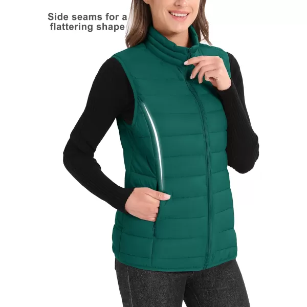 MAGCOMSEN Women's Lightweight Puffer Vest Sleeveless Quilted Stand Collar Zip Jacket 4 Pockets Padded Outerwear Vests