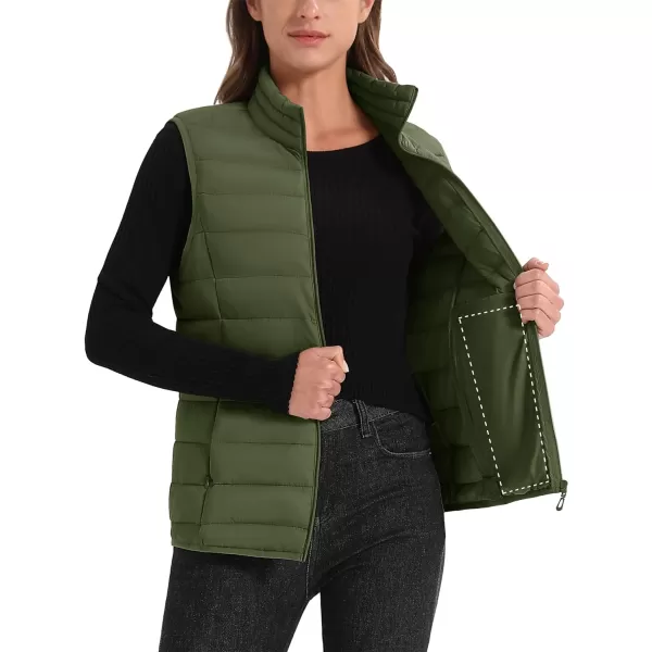 MAGCOMSEN Women's Lightweight Puffer Vest Sleeveless Quilted Stand Collar Zip Jacket 4 Pockets Padded Outerwear Vests