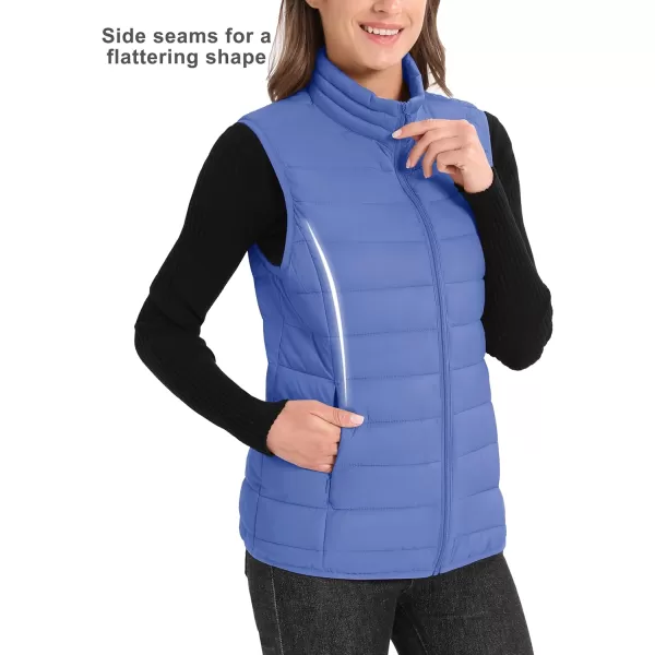 MAGCOMSEN Women's Lightweight Puffer Vest Sleeveless Quilted Stand Collar Zip Jacket 4 Pockets Padded Outerwear Vests