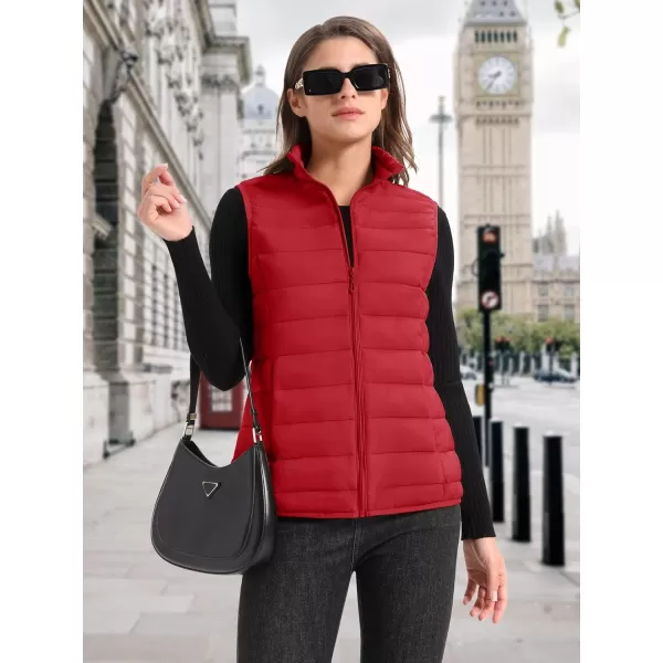 MAGCOMSEN Women's Lightweight Puffer Vest Sleeveless Quilted Stand Collar Zip Jacket 4 Pockets Padded Outerwear Vests