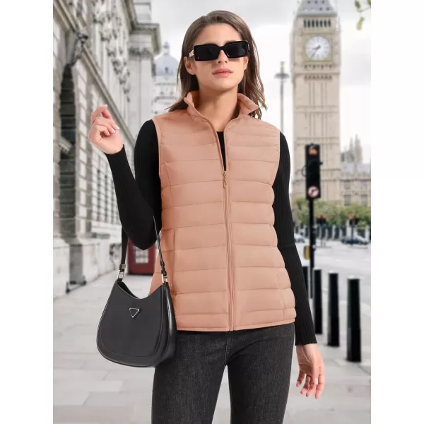 MAGCOMSEN Women's Lightweight Puffer Vest Sleeveless Quilted Stand Collar Zip Jacket 4 Pockets Padded Outerwear Vests