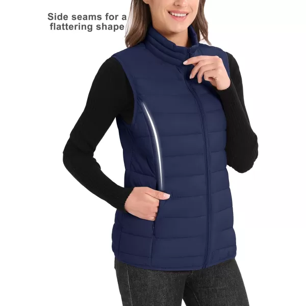 MAGCOMSEN Women's Lightweight Puffer Vest Sleeveless Quilted Stand Collar Zip Jacket 4 Pockets Padded Outerwear Vests