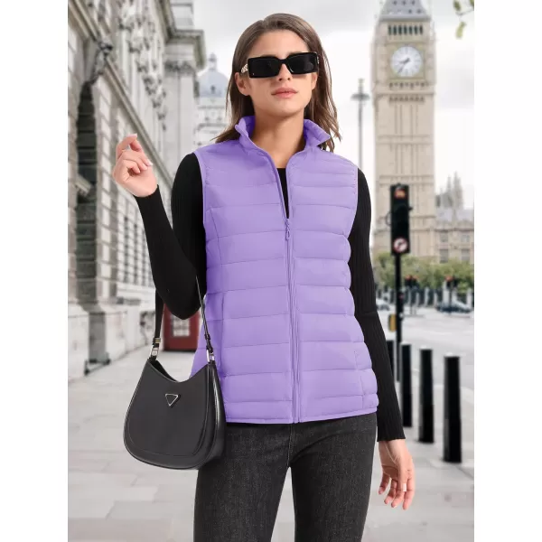 MAGCOMSEN Women's Lightweight Puffer Vest Sleeveless Quilted Stand Collar Zip Jacket 4 Pockets Padded Outerwear Vests