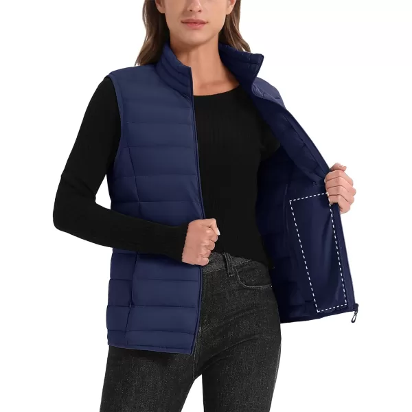 MAGCOMSEN Women's Lightweight Puffer Vest Sleeveless Quilted Stand Collar Zip Jacket 4 Pockets Padded Outerwear Vests