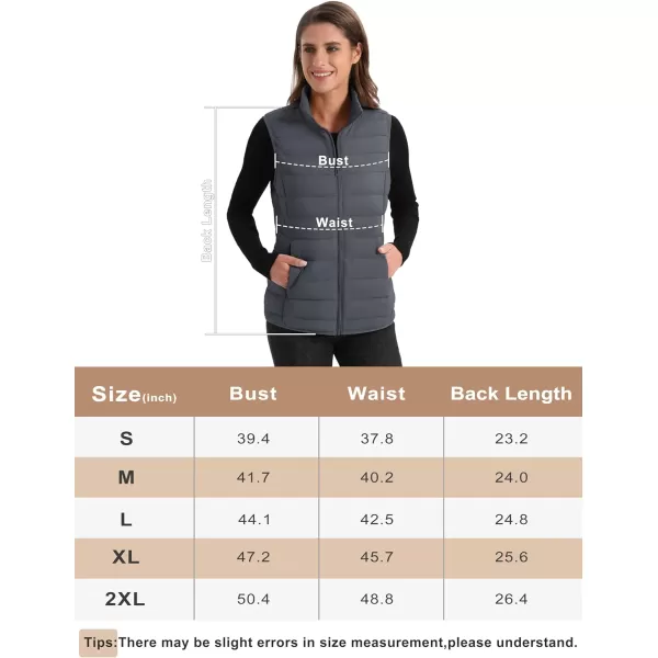 MAGCOMSEN Women's Lightweight Puffer Vest Sleeveless Quilted Stand Collar Zip Jacket 4 Pockets Padded Outerwear Vests