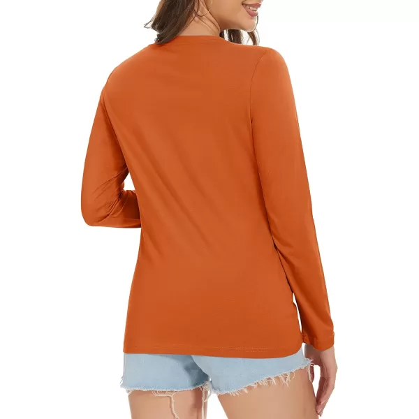 MAGCOMSEN Women's Long Sleeve V Neck T Shirts Cotton Basic Tee Shirts Soft Solid Cassic Breathable Casual Summer Tops