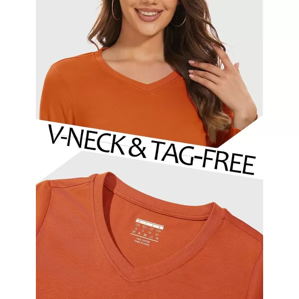 MAGCOMSEN Women's Long Sleeve V Neck T Shirts Cotton Basic Tee Shirts Soft Solid Cassic Breathable Casual Summer Tops