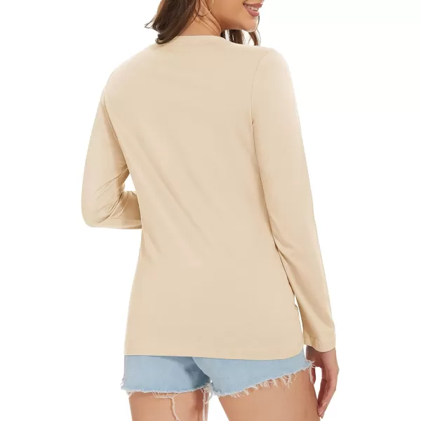 MAGCOMSEN Women's Long Sleeve V Neck T Shirts Cotton Basic Tee Shirts Soft Solid Cassic Breathable Casual Summer Tops