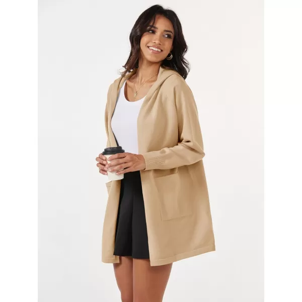 MAGCOMSEN Women's Open Front Cardigan Knit Lightweight Coatigan Jacket Hooded Sweater Coat 2 Pockets 2024 Spring Casual