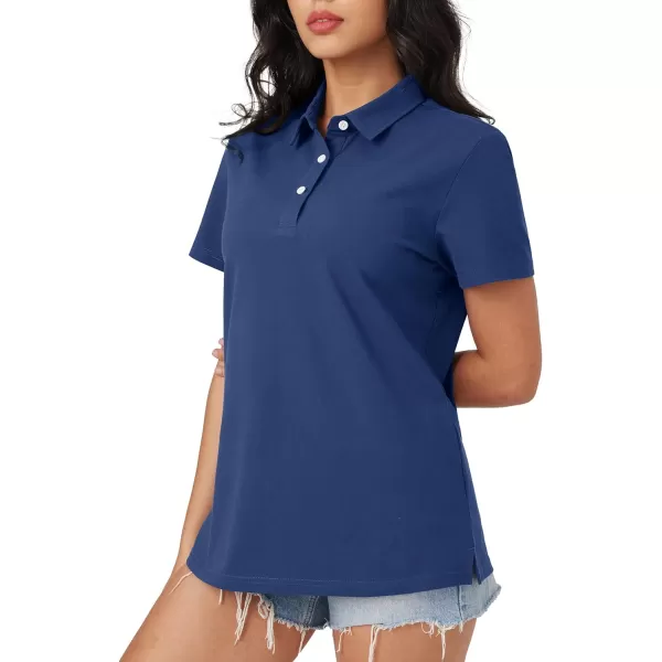 MAGCOMSEN Women's Polo Shirts Cotton Short Sleeve Collared Golf Shirt 3 Buttons Breathable Wicking Cool Casual Tops