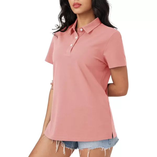 MAGCOMSEN Women's Polo Shirts Cotton Short Sleeve Collared Golf Shirt 3 Buttons Breathable Wicking Cool Casual Tops