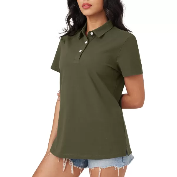 MAGCOMSEN Women's Polo Shirts Cotton Short Sleeve Collared Golf Shirt 3 Buttons Breathable Wicking Cool Casual Tops