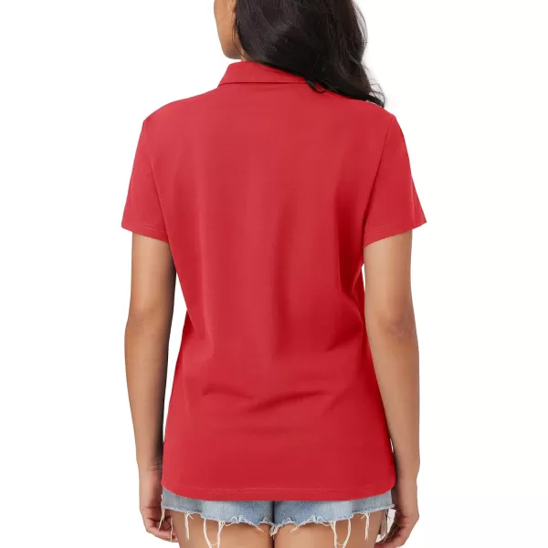 MAGCOMSEN Women's Polo Shirts Cotton Short Sleeve Collared Golf Shirt 3 Buttons Breathable Wicking Cool Casual Tops