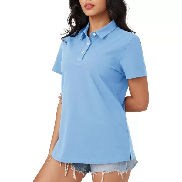 MAGCOMSEN Women's Polo Shirts Cotton Short Sleeve Collared Golf Shirt 3 Buttons Breathable Wicking Cool Casual Tops