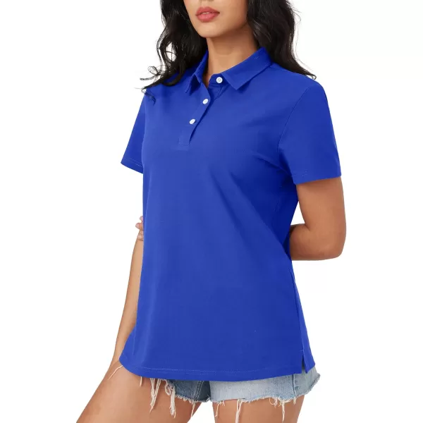 MAGCOMSEN Women's Polo Shirts Cotton Short Sleeve Collared Golf Shirt 3 Buttons Breathable Wicking Cool Casual Tops