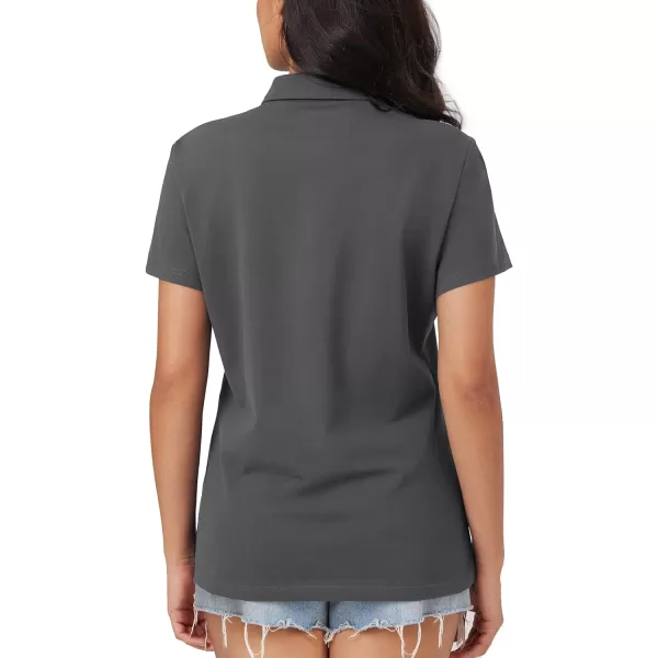 MAGCOMSEN Women's Polo Shirts Cotton Short Sleeve Collared Golf Shirt 3 Buttons Breathable Wicking Cool Casual Tops