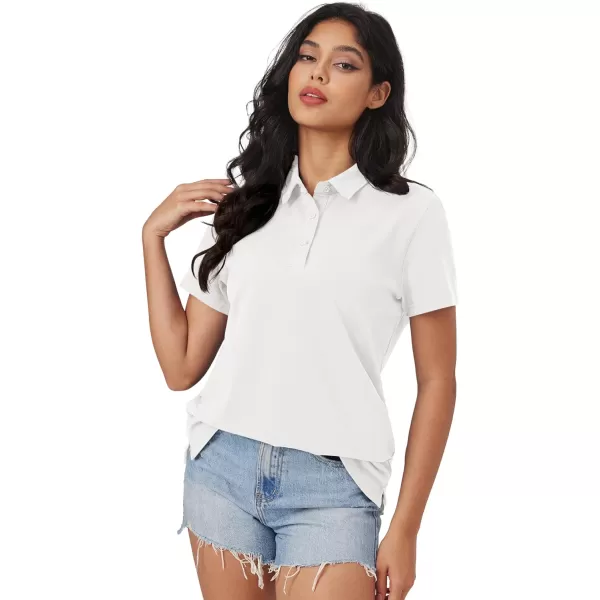 MAGCOMSEN Women's Polo Shirts Cotton Short Sleeve Collared Golf Shirt 3 Buttons Breathable Wicking Cool Casual Tops