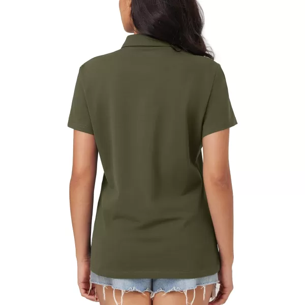 MAGCOMSEN Women's Polo Shirts Cotton Short Sleeve Collared Golf Shirt 3 Buttons Breathable Wicking Cool Casual Tops