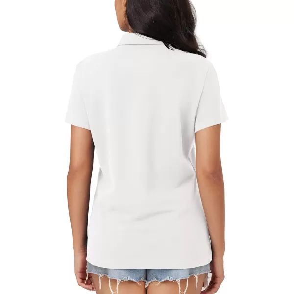 MAGCOMSEN Women's Polo Shirts Cotton Short Sleeve Collared Golf Shirt 3 Buttons Breathable Wicking Cool Casual Tops