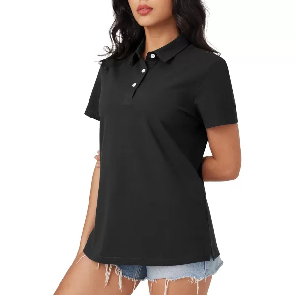 MAGCOMSEN Women's Polo Shirts Cotton Short Sleeve Collared Golf Shirt 3 Buttons Breathable Wicking Cool Casual Tops