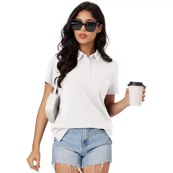 MAGCOMSEN Women's Polo Shirts Cotton Short Sleeve Collared Golf Shirt 3 Buttons Breathable Wicking Cool Casual Tops