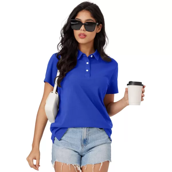 MAGCOMSEN Women's Polo Shirts Cotton Short Sleeve Collared Golf Shirt 3 Buttons Breathable Wicking Cool Casual Tops