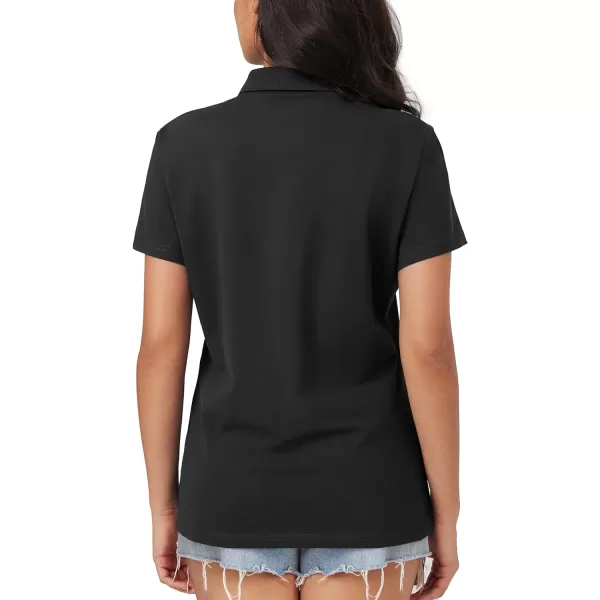 MAGCOMSEN Women's Polo Shirts Cotton Short Sleeve Collared Golf Shirt 3 Buttons Breathable Wicking Cool Casual Tops