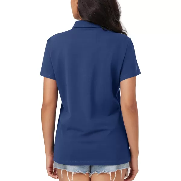 MAGCOMSEN Women's Polo Shirts Cotton Short Sleeve Collared Golf Shirt 3 Buttons Breathable Wicking Cool Casual Tops