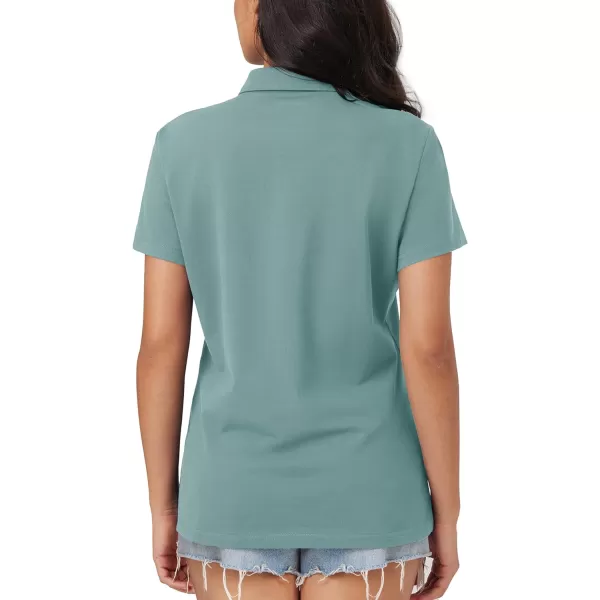 MAGCOMSEN Women's Polo Shirts Cotton Short Sleeve Collared Golf Shirt 3 Buttons Breathable Wicking Cool Casual Tops