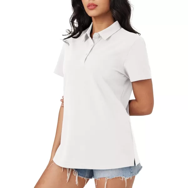 MAGCOMSEN Women's Polo Shirts Cotton Short Sleeve Collared Golf Shirt 3 Buttons Breathable Wicking Cool Casual Tops