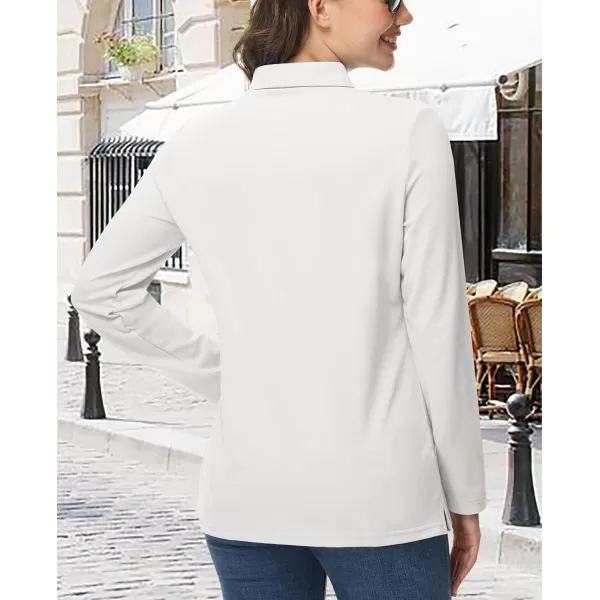 MAGCOMSEN Women's Polo Shirts Long Sleeve 3-Button Cotton Cool Shirts Wicking Casual Business Collared Shirts Tops
