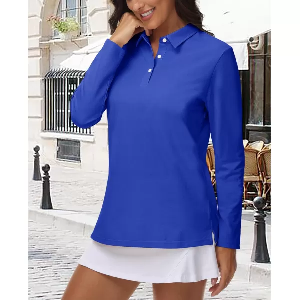 MAGCOMSEN Women's Polo Shirts Long Sleeve 3-Button Cotton Cool Shirts Wicking Casual Business Collared Shirts Tops