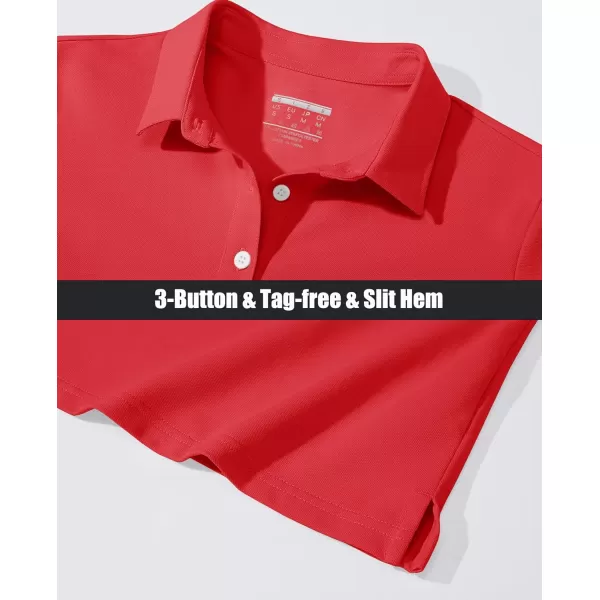 MAGCOMSEN Women's Polo Shirts Long Sleeve 3-Button Cotton Cool Shirts Wicking Casual Business Collared Shirts Tops