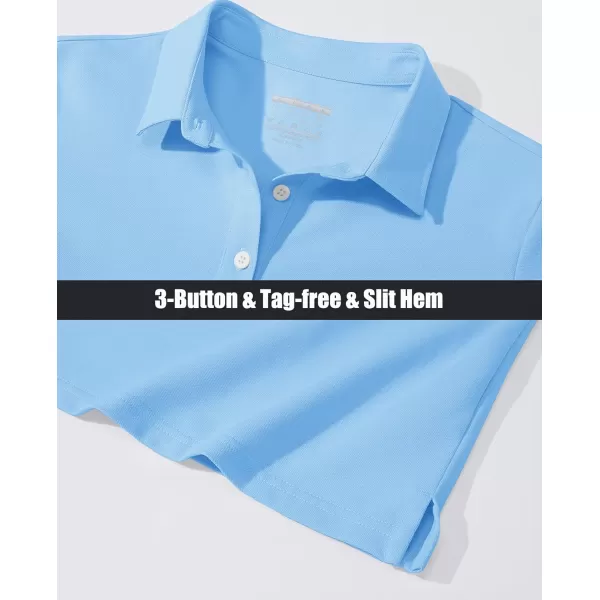 MAGCOMSEN Women's Polo Shirts Long Sleeve 3-Button Cotton Cool Shirts Wicking Casual Business Collared Shirts Tops
