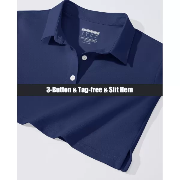 MAGCOMSEN Women's Polo Shirts Long Sleeve 3-Button Cotton Cool Shirts Wicking Casual Business Collared Shirts Tops
