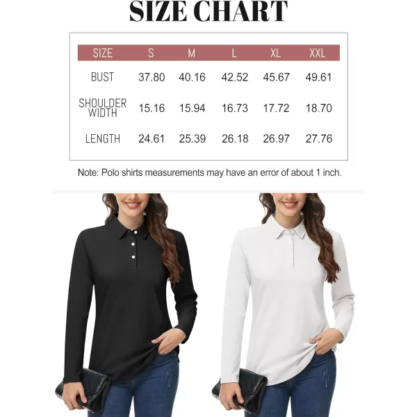 MAGCOMSEN Women's Polo Shirts Long Sleeve 3-Button Cotton Cool Shirts Wicking Casual Business Collared Shirts Tops