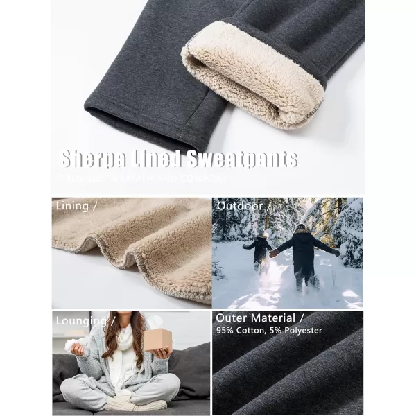 MAGCOMSEN Women's Sherpa Lined Sweatpants Warm Fleece Pants with Pockets Winter Jogger Regular Fit Drawstring