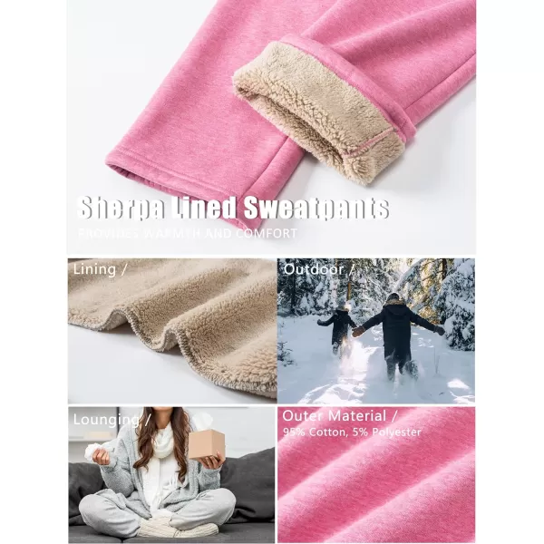 MAGCOMSEN Women's Sherpa Lined Sweatpants Warm Fleece Pants with Pockets Winter Jogger Regular Fit Drawstring
