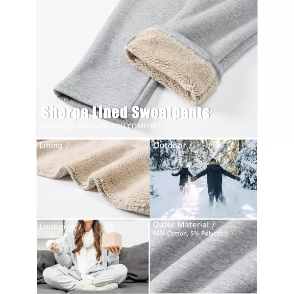 MAGCOMSEN Women's Sherpa Lined Sweatpants Warm Fleece Pants with Pockets Winter Jogger Regular Fit Drawstring