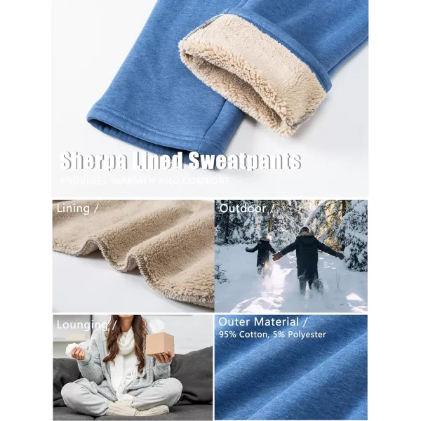 MAGCOMSEN Women's Sherpa Lined Sweatpants Warm Fleece Pants with Pockets Winter Jogger Regular Fit Drawstring
