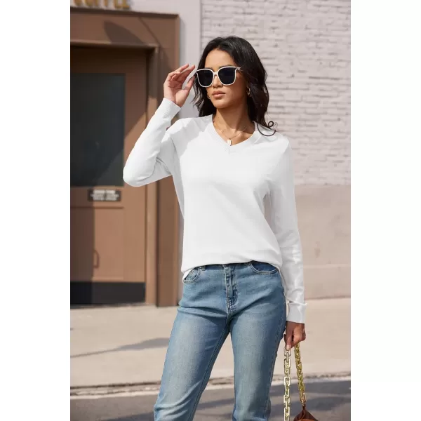 MAGCOMSEN Women's V Neck Sweater 2024 Spring Casual Long Sleeve Tops Knit Lightweight Pullover Sweaters Jumper