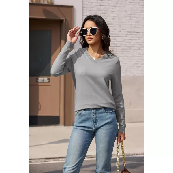 MAGCOMSEN Women's V Neck Sweater 2024 Spring Casual Long Sleeve Tops Knit Lightweight Pullover Sweaters Jumper