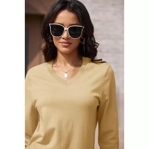 MAGCOMSEN Women's V Neck Sweater 2024 Spring Casual Long Sleeve Tops Knit Lightweight Pullover Sweaters Jumper