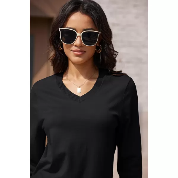 MAGCOMSEN Women's V Neck Sweater 2024 Spring Casual Long Sleeve Tops Knit Lightweight Pullover Sweaters Jumper