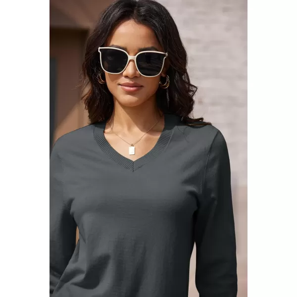 MAGCOMSEN Women's V Neck Sweater 2024 Spring Casual Long Sleeve Tops Knit Lightweight Pullover Sweaters Jumper