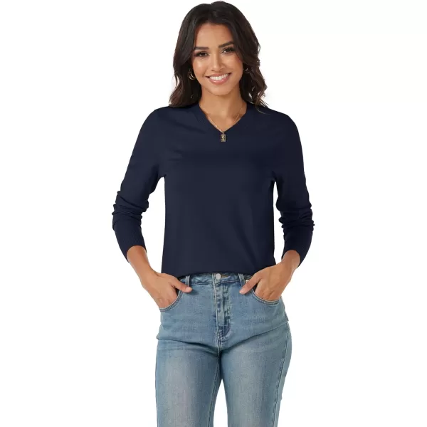 MAGCOMSEN Women's V Neck Sweater 2024 Spring Casual Long Sleeve Tops Knit Lightweight Pullover Sweaters Jumper