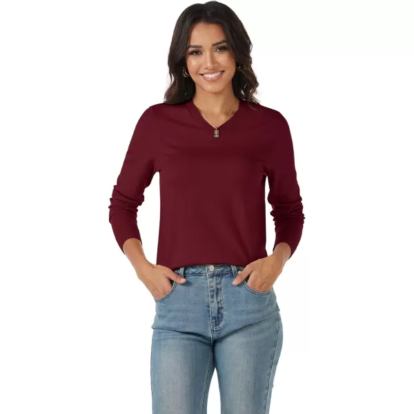 MAGCOMSEN Women's V Neck Sweater 2024 Spring Casual Long Sleeve Tops Knit Lightweight Pullover Sweaters Jumper